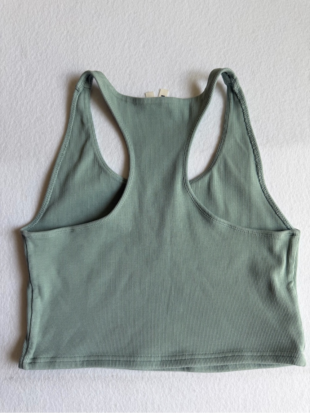 Pact Organic Cotton Ribbed Racerback Sports Bra, Cropped Top, Sage Green, XL - Picture 6 of 7